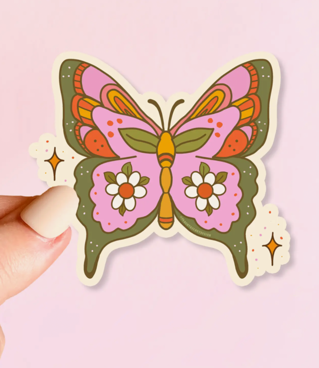 Peachy Keen Sparkle Butterfly Sticker