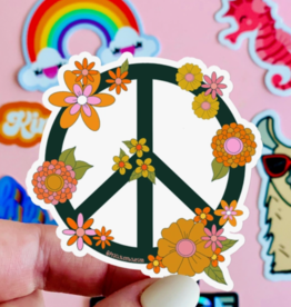 Peachy Keen Floral Peace Sticker