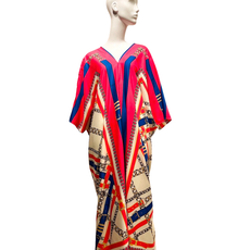 California Caftans Dana Long Silk V-Neck Caftan