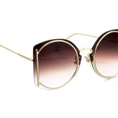 Peepa's Accessories Veronica Rimless Gold Frame Sunglasses Brown