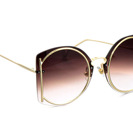 Peepa's Accessories Veronica Rimless Gold Frame Sunglasses Brown