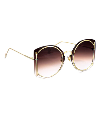 Peepa's Veronica Rimless Gold Frame Sunglasses Brown