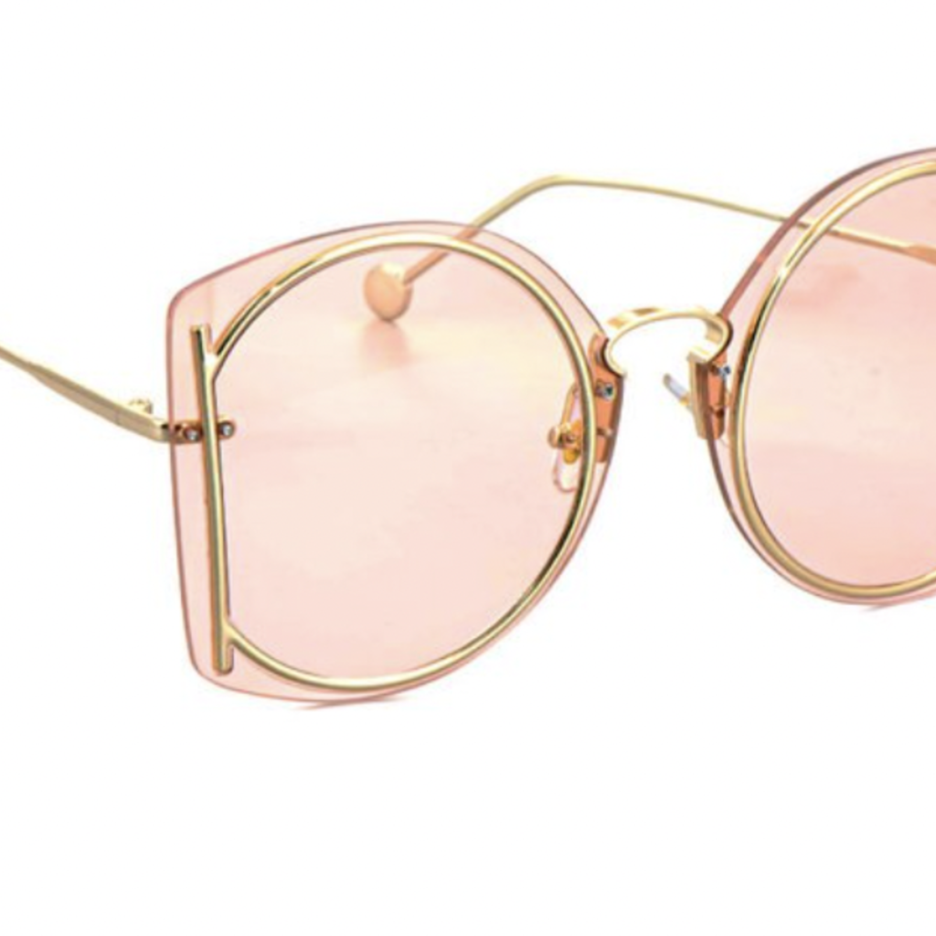 Peepa's Accessories Veronica Rimless Gold Frame Sunglasses Pink