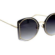 Peepa's Accessories Veronica Rimless Gold Frame Sunglasses Black