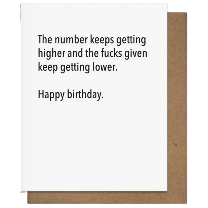 Pretty Alright Goods Higher Number Birthday Card
