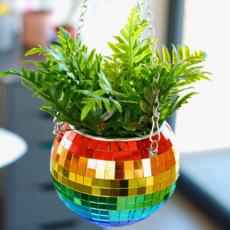 Bubblegum Stuff Disco Ball Hanging Planter: Rainbow