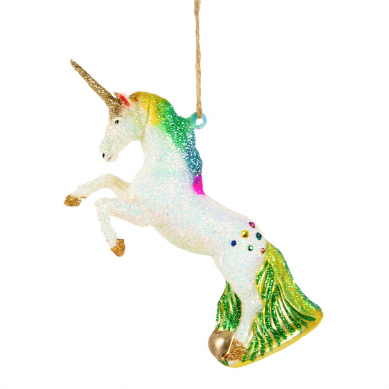 Cody Foster Glittered Rainbow Unicorn Ornament