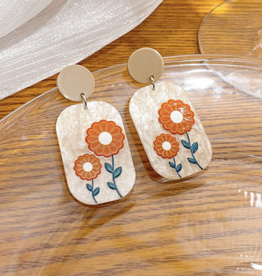 Peepa's Accessories Orange Daisy Clip-On Earrings