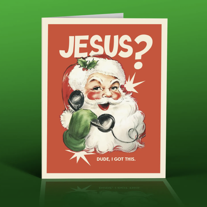 Offensive & Delightful MX15 Santa Phones Jesus Card