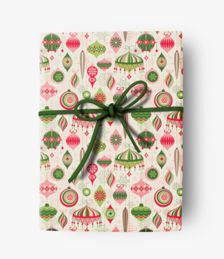 Mod Lounge Paper Co. Holiday Mid Century Retro Ornaments Double Sided Gift Wrap