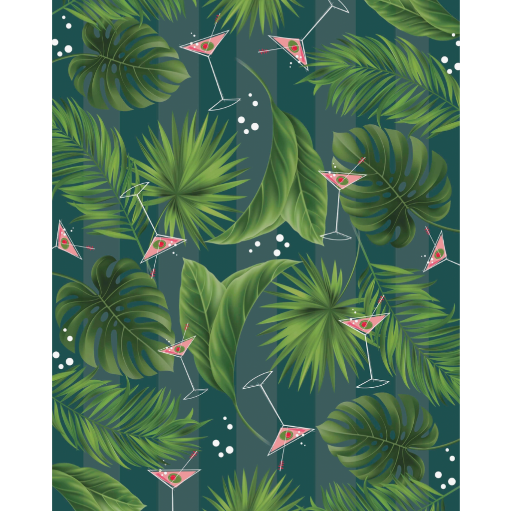 Mod Lounge Paper Co. Martini Palms Sheet Gift Wrap