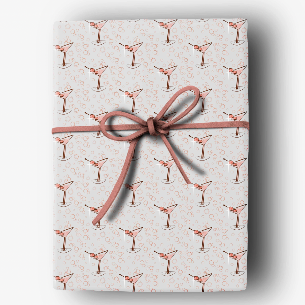 Mod Lounge Paper Co. Martini Pink Sheet Gift Wrap