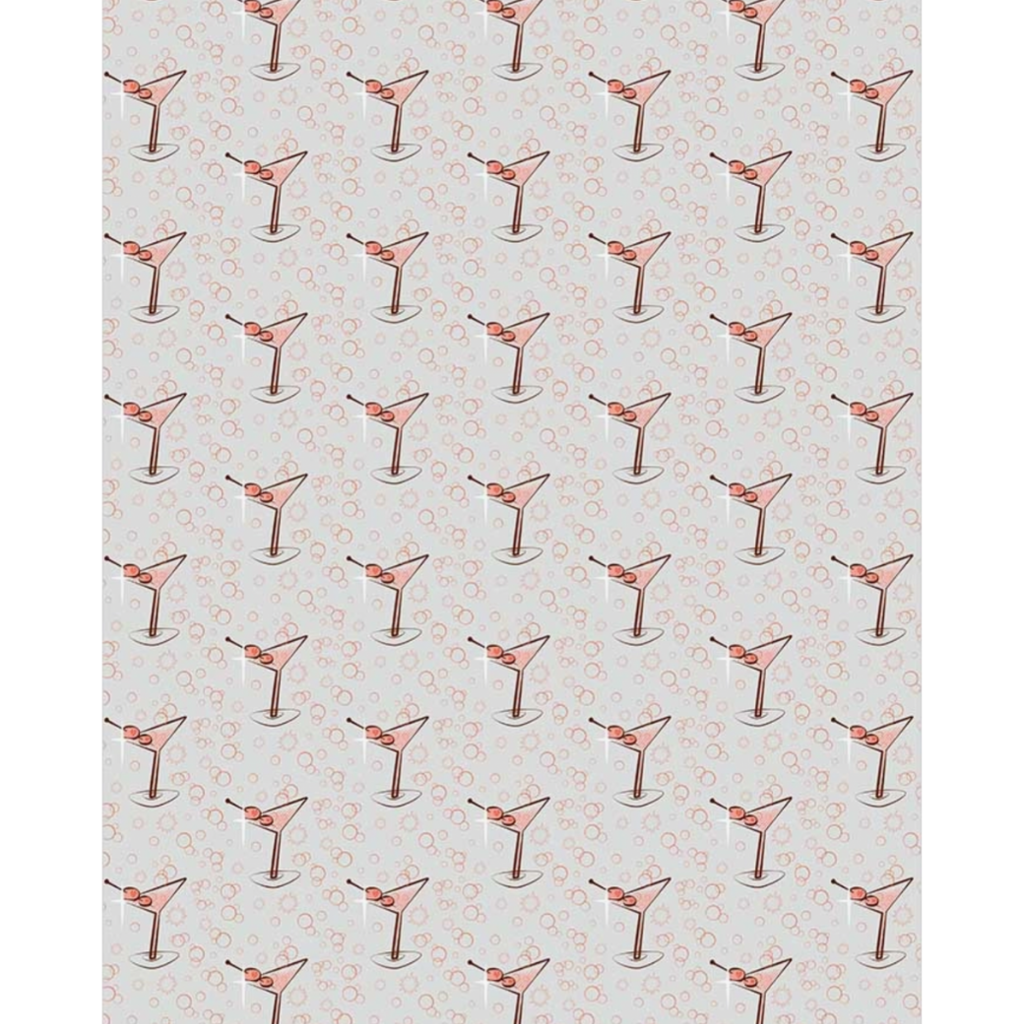 Mod Lounge Paper Co. Martini Pink Sheet Gift Wrap