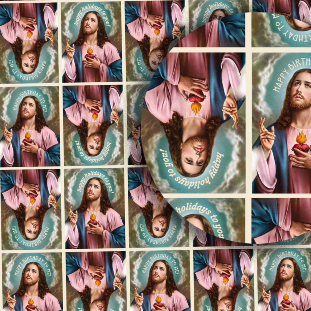Offensive & Delightful Jesus Happy Holiday Sheet Gift Wrap