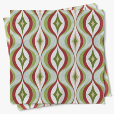 Mod Lounge Paper Co. Mid Mod Red Green Diamond Waves Napkins