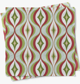 Mod Lounge Paper Co. Mid Mod Red Green Diamond Waves Napkins