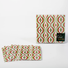 Mod Lounge Paper Co. Mid Mod Red Green Diamond Waves Napkins