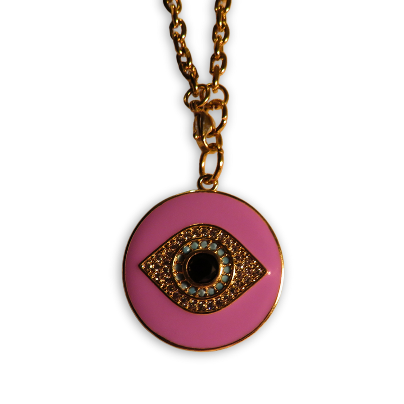 California Caftans Purple Eye Medallion Necklace