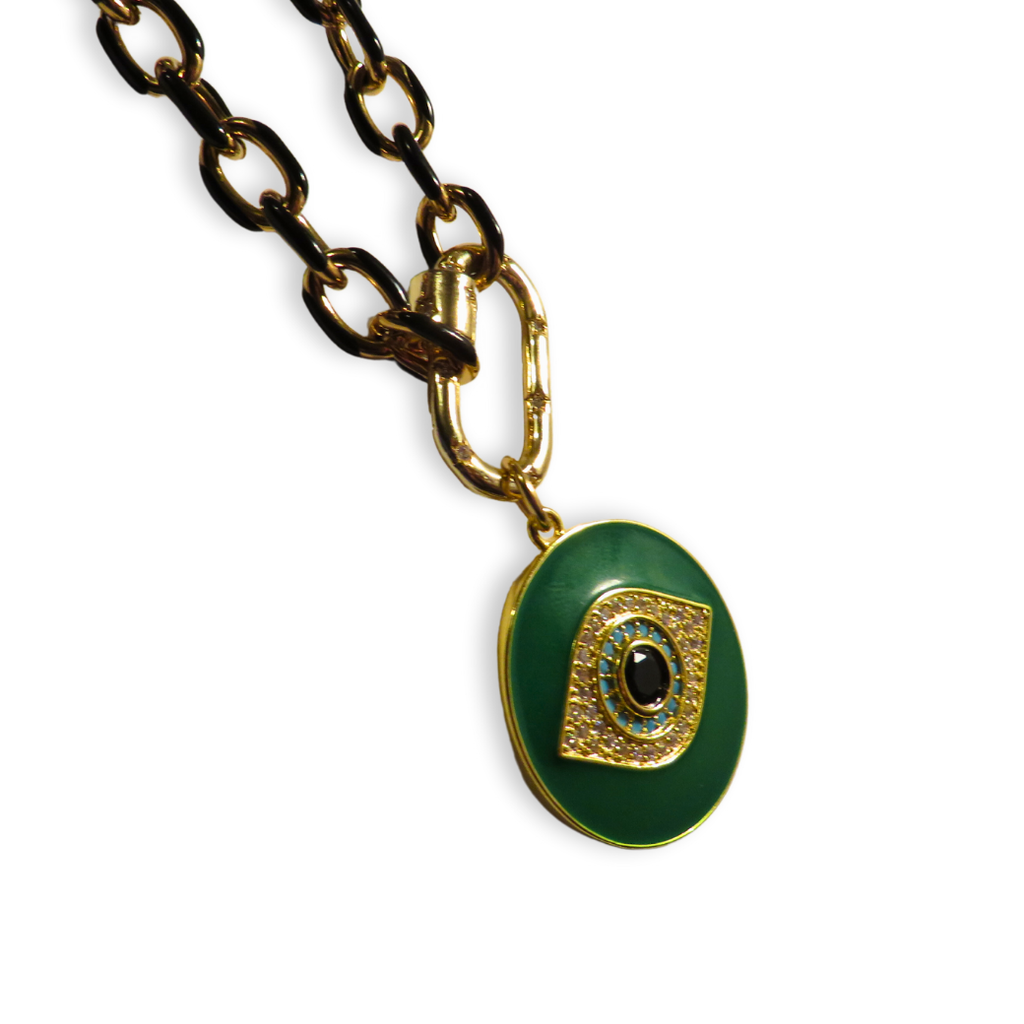 California Caftans Green Eye Medallion Necklace