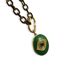 California Caftans Green Eye Medallion Necklace