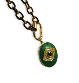 California Caftans Green Eye Medallion Necklace