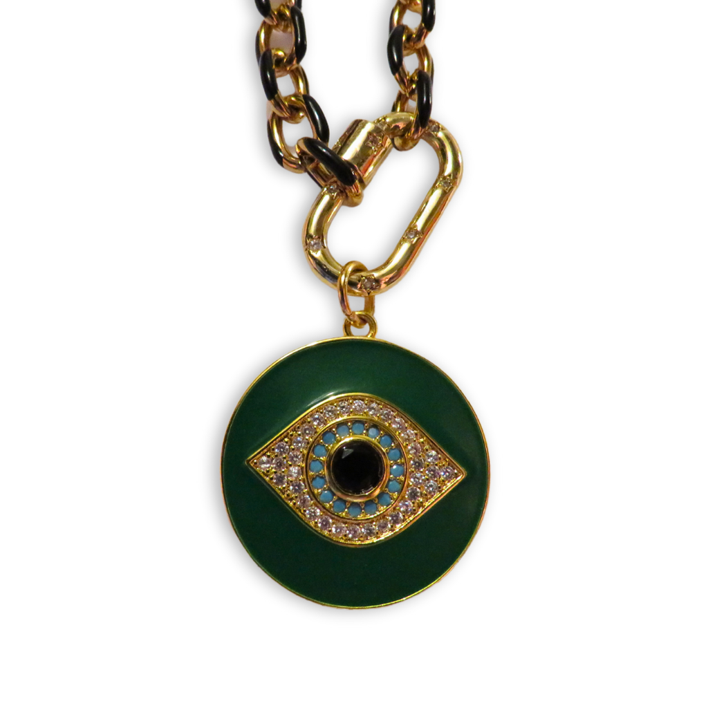 California Caftans Green Eye Medallion Necklace