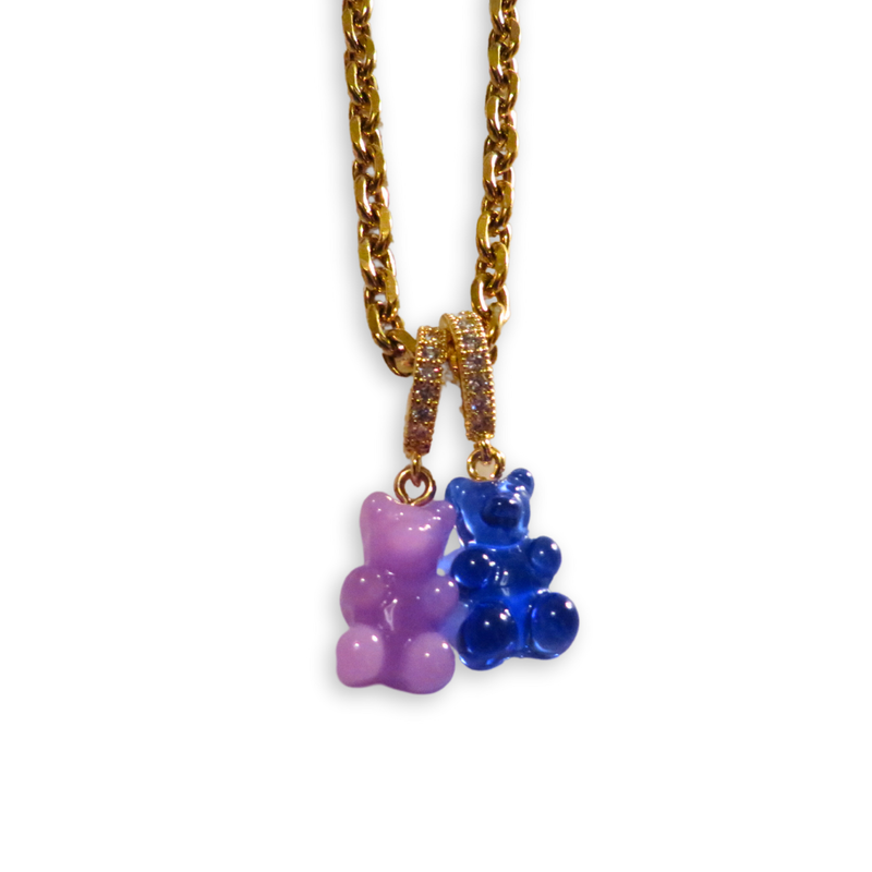 California Caftans Purple/blue Double Gummy Bear Necklace