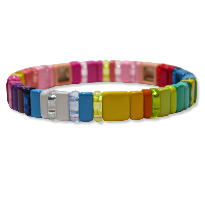 California Caftans Lexi Bracelet Clear Rainbow