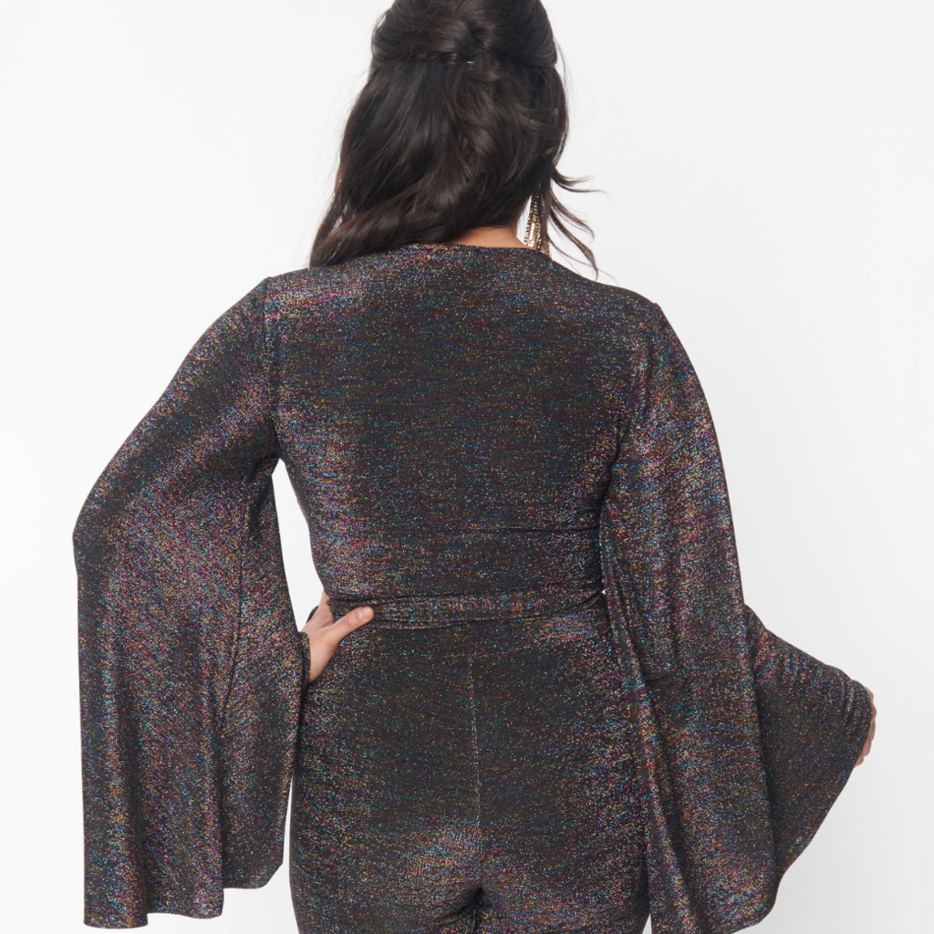 Rainbow Lurex Bell Sleeve Wrap Top Peepa's