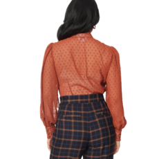 Unique Vintage High Waist Sailor Button Navy/Orange Plaid Trousers