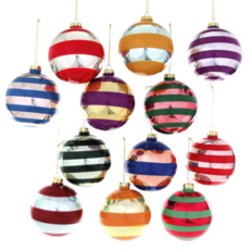 Cody Foster Stripey Baubles assorted colors Ornament
