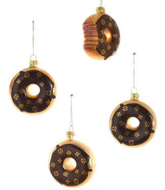 Cody Foster Set of 4: Brown Fashion Donut Ornaments