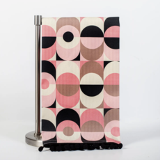 Mod Lounge Paper Co. Pink Circle in Oval Mid Century Modern Tea Towel with Trim