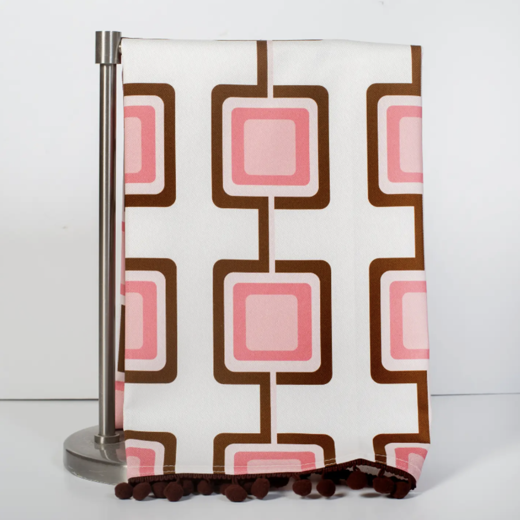 Mod Lounge Paper Co. Mid Mod Retro Square Pink Tea Towel