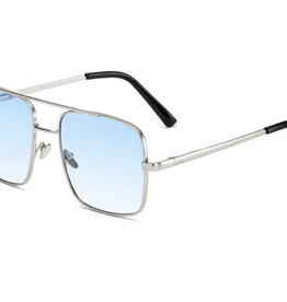 Peepa's Accessories Tony Blue Lense Double-Beam Square Aviator Sunglasses