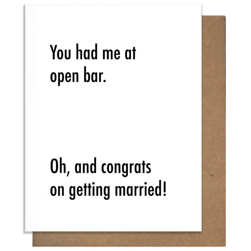 Pretty Alright Goods Open Bar - Wedding Card