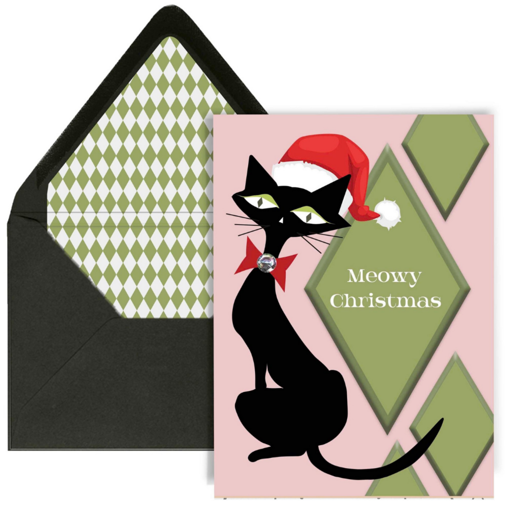 Mod Lounge Paper Co. Meowy Christmas Mid Century Cat Holiday Card