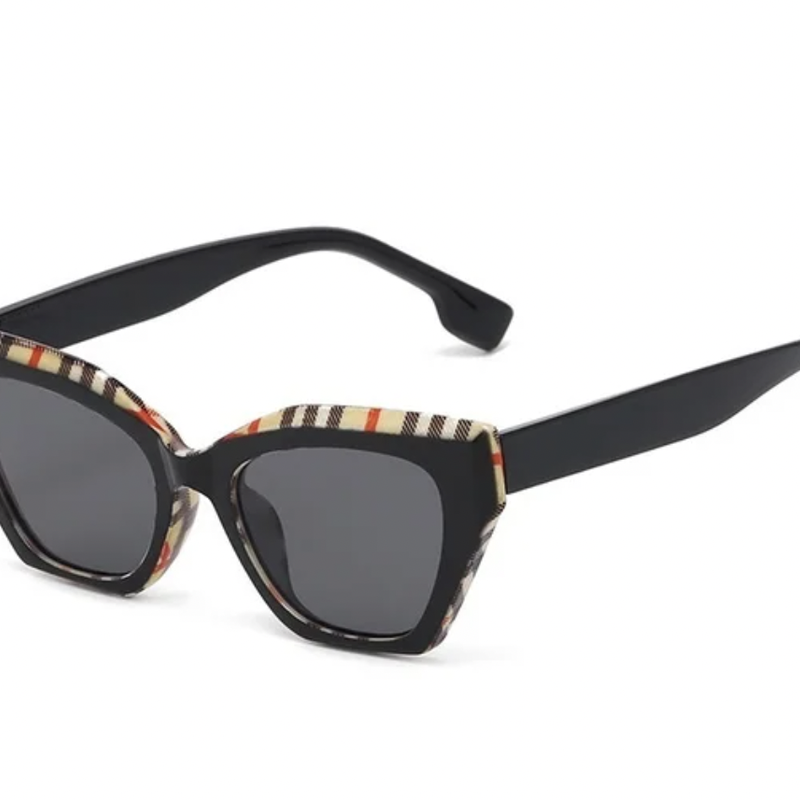 Peepa's Accessories Unique Plaid Print Square Cat Eye Sunglasses