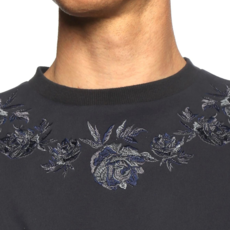 Parke & Ronen Marine Blue Bouquet Embroidered Sweatshirt
