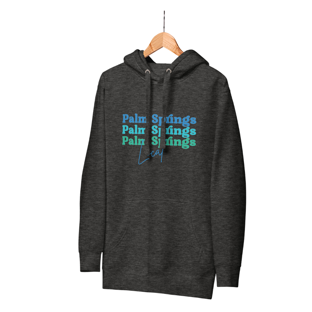 Peepa's Blue on Charcoal Palm Springs Local Unisexy Hoodie