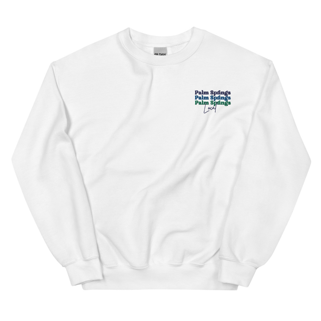 Peepa's Blue on White Palm Spring Local Unisexy Crewneck Sweatshirt