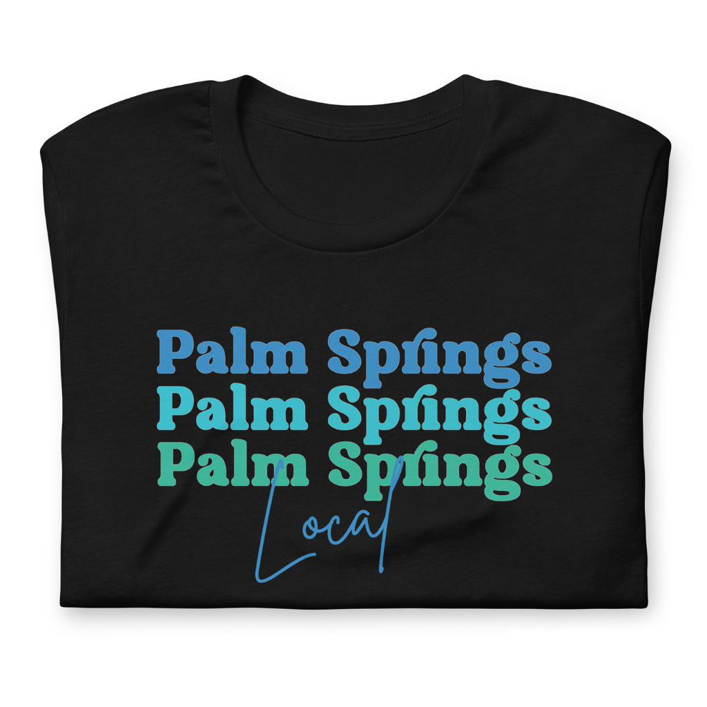 Peepa's Blue on Black Palm Springs Local Unisexy Graphic Tee