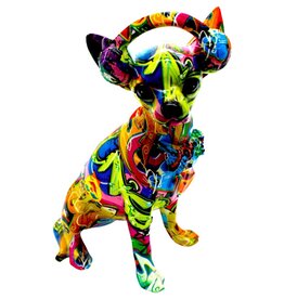 Interior Illusions Painted Street Art Chihuahua w Headphones - 10"