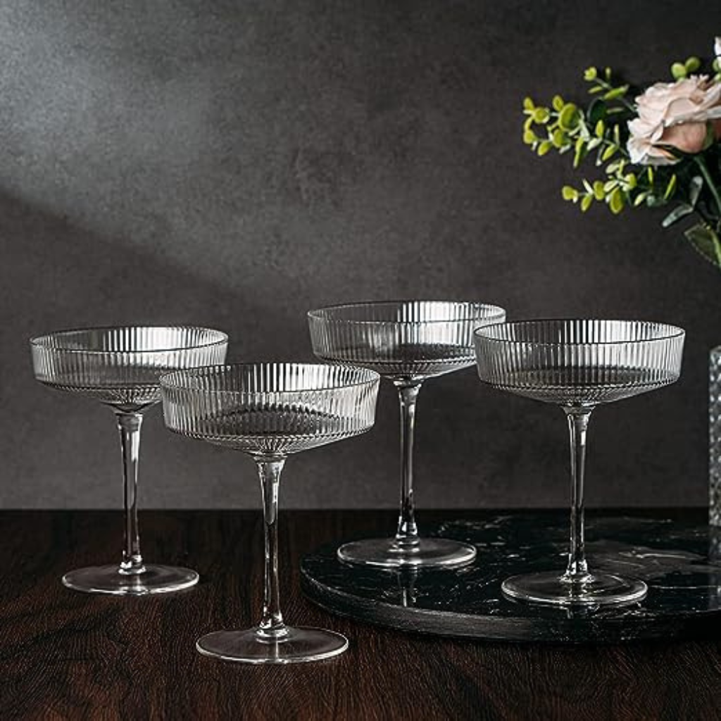 The Wine Savant / Khen Glassware Clear Ripple Ribbed Champagne Coupe