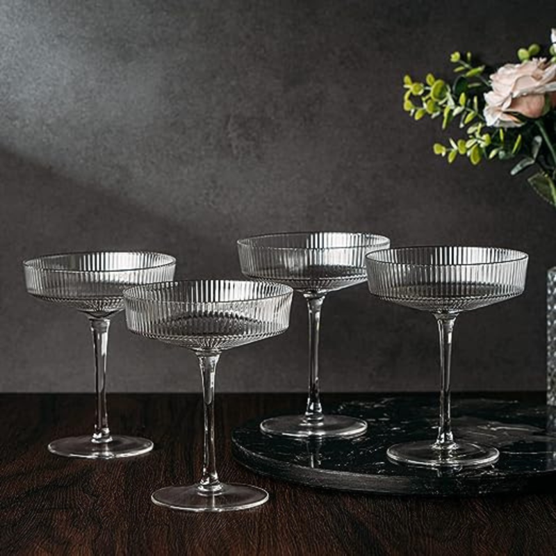 The Wine Savant / Khen Glassware Clear Ripple Ribbed Champagne Coupe