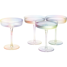 The Wine Savant / Khen Glassware Iridescent Ripple Ribbed Champagne Coupe