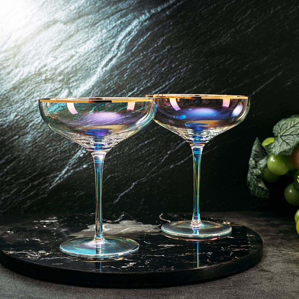 The Wine Savant / Khen Glassware Large Iridescent Gilded Coupe