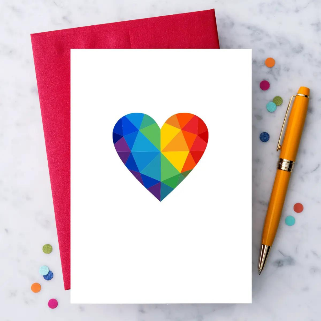 Design With Heart LG39 Rainbow Pride Heart Greeting Card