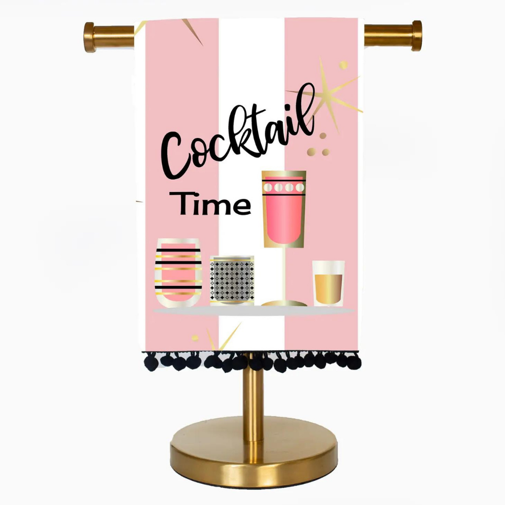 Mod Lounge Paper Co. Pink Cocktail Time Tea Towel