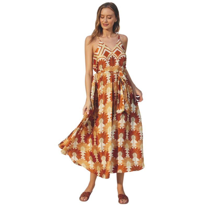 Dress Forum Golden Age Extra Flared Maxi Dress (Hawaiian Sunset)